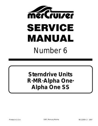 Mercruiser Sterndrive Units R, MR, Alpha One Alpha One SS Number 6, service manual Preview image 1