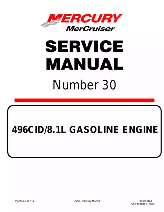 Mercury 496 CID/8.1L Marine Engine Service Manual
