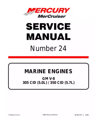 Mercury Mercruiser marine engine Number 24 GM V-8 305 CID (5.0L) , 350 CID (5.7L) service manual Preview image 1