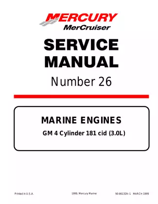 Mercury MerCruiser Marine engine Number 26, GM 181, 4 cyl., CID (3.0L) service manual Preview image 1
