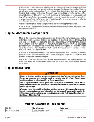 Mercury MerCruiser Marine engine Number 26, GM 181, 4 cyl., CID (3.0L) service manual Preview image 4