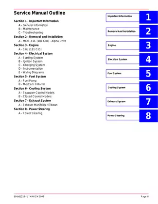 Mercury MerCruiser Marine engine Number 26, GM 181, 4 cyl., CID (3.0L) service manual Preview image 5