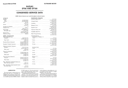 Suzuki DT90 & DT100 Outboard Motor Service Manual