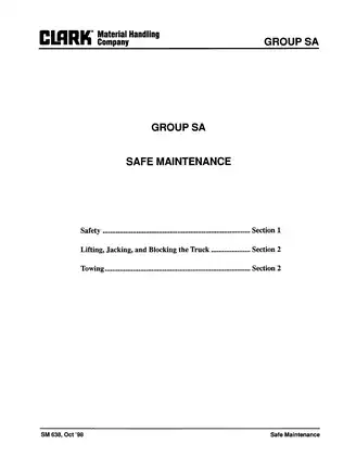 Clark Forklift Service Manual SM 638 (1998) Preview image 4