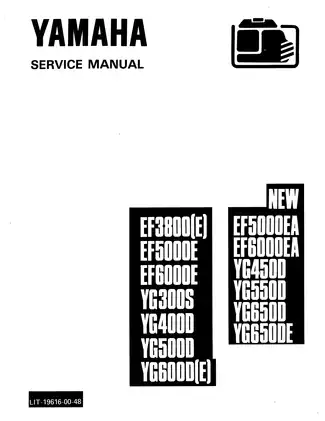 Yamaha Generator EF3800, 5000E EA, EF6000E EA, YG300S, 400D, 450D, 500D, 550D, 600D E service manual Preview image 1
