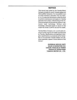 Yamaha EF5000EA/EF6000EA Generator Supplementary Service Manual - Comprehensive Repair Guide Preview image 3