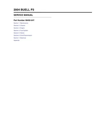 2004 Buell P3 Service Manual (P/N 99492-04Y) – preview page 1