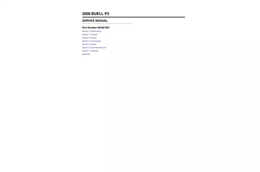 2006 Buell P3 Service Manual - Comprehensive Guide for Maintenance and Repair