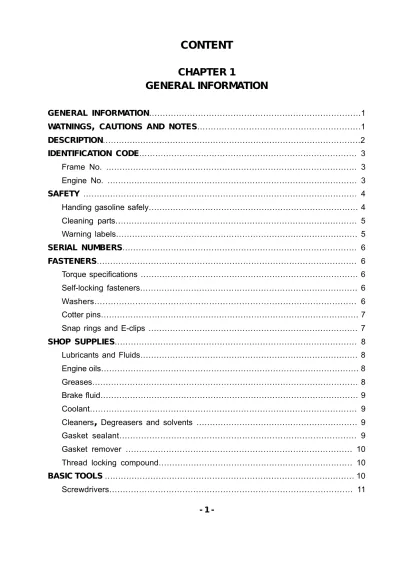 Preview: 2010 HiSun HS800 UTV Service & Repair Manual (P/N 40–3100-0000)