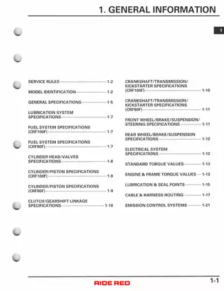 2004-2012 Honda CRF80F, CRF100F service manual Preview image 5