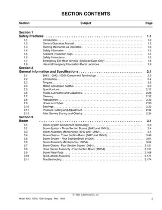 Comprehensive Service Manual for JLG 8042, 10042, 10054 Legacy Preview image 2