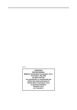 Yamaha YFM7FGPW Service Manual (2006 Edition) - Comprehensive Guide for Maintenance and Repairs Preview image 2