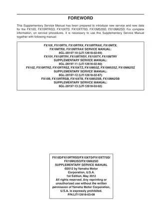 Yamaha FX Nytro 2013 Service Manual (FX10D/FX10RTRSD/FX10XTD) Preview image 3