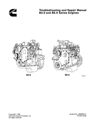 Cummins engine B3.9, B5.9 series troubleshooting and repair manual