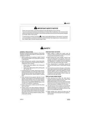 Land Rover 2006-2012 Komatsu CK35-1 Compact Track Loader shop manual manual preview page 5 - thumbnail