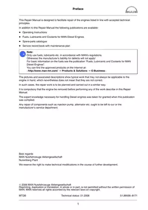 MAN D2840 LE301, D2842 LE301 Marine diesel engine repair manual Preview image 3