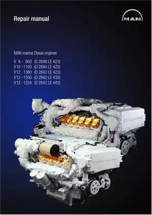 MAN V8-900, V10-1100, V12-1360, V12-1550, V12-1224 marine diesel engine repair manual Preview image 1