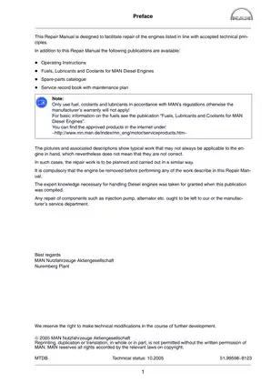 MAN V8-900, V10-1100, V12-1360, V12-1550, V12-1224 marine diesel engine repair manual Preview image 3