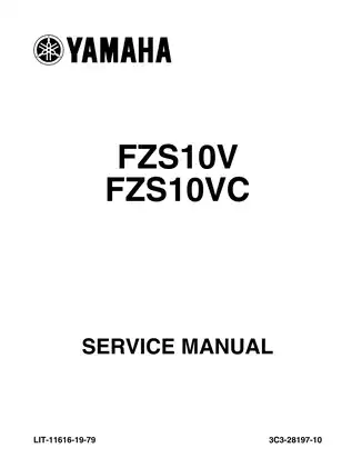 2006-2012 Yamaha FZ1,  FZS1000, FZS1000W, FZS1000WC, FZS1000XGY, FZS1000XGYC, FZS1000XR, FZS1000XRC, FZS1000ACS, FZS1000AS, FZS10BCW, FZS10BW service manual Preview image 1