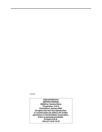 Comprehensive Yamaha FZS10V/FZS10VC Service Manual (2006 Edition) Preview image 2