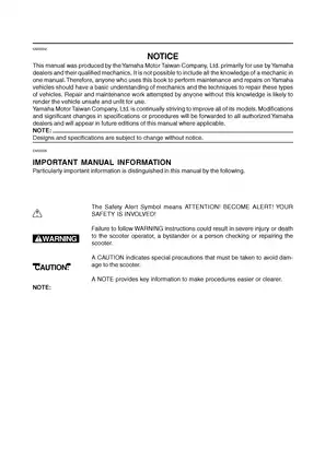 Yamaha XF50W 2006 Service Manual - Complete Repair Guide Preview image 3