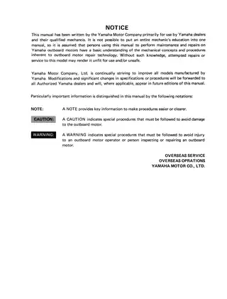 Yamaha 9.9N/15N Outboard Motor Service Manual Preview image 2