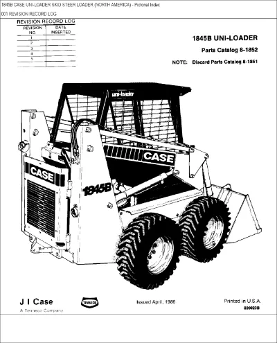 Preview: 1986 CASE 1845B Uni-Loader Skid Steer Loader Parts Catalog (P/N A415559)