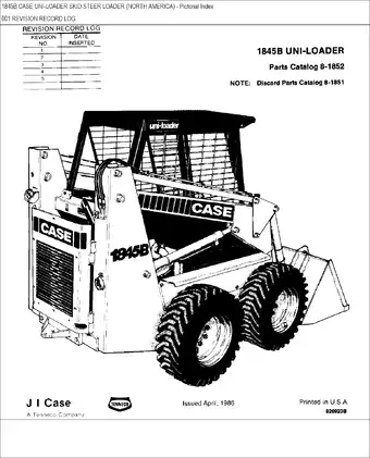 CASE 1845B Uni-Loader Skid Steer Loader - Comprehensive Parts and Service Manual
