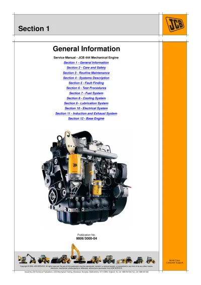 Preview: JCB 444 Mechanical Engine Service Manual (P/N 9806/3000-04)