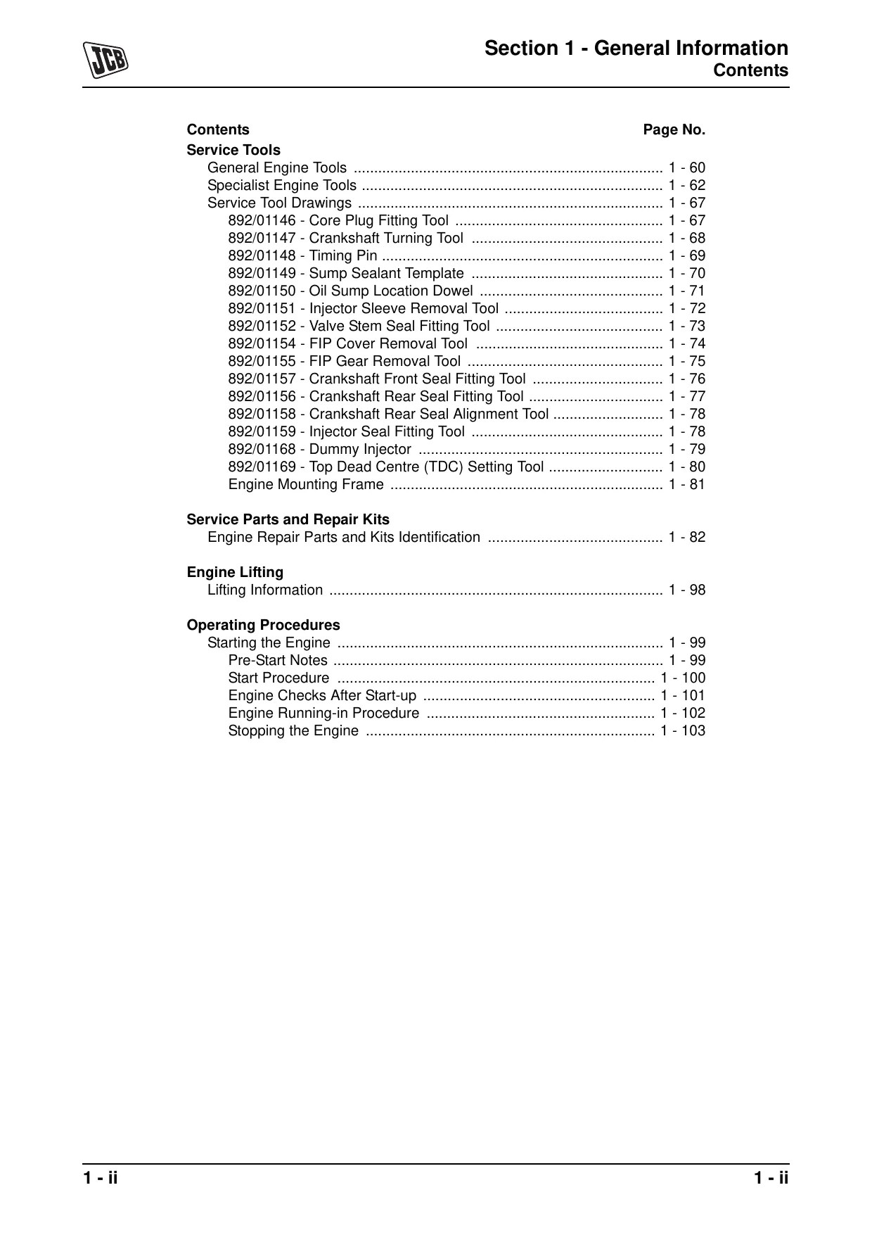 JCB 444 engine service manual manual page 4 preview JCB JCB 444 engine service manual manual preview page 4 - thumbnail
