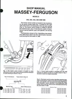 Massey Ferguson MF 340, MF 350, MF 355, MF 360, MF 399 shop manual Preview image 1