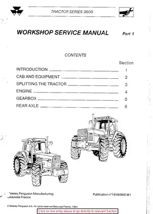 Massey Ferguson MF3600 Series Tractor Workshop Service Manual - Complete Repair Guide Preview image 2