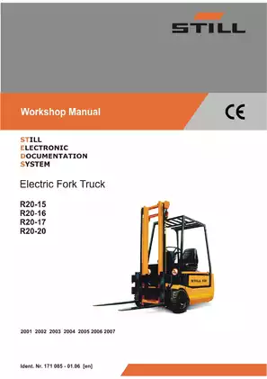Still R20-15, R20-16, R20-17, R20-20 electric fork truck workshop manual Preview image 1