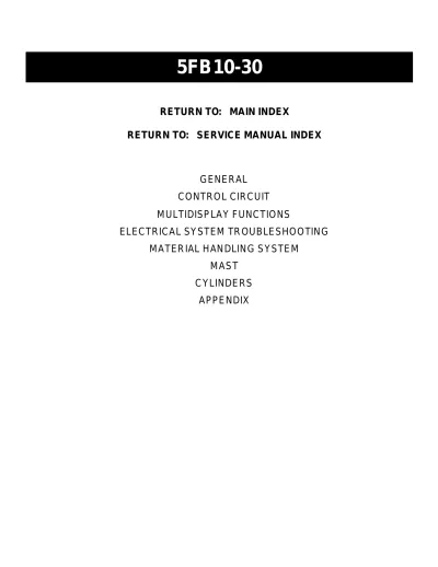 Preview: Toyota 5FB10, 5FB14, 5FB15, 5FB18, 5FB20, 5FB25, 5FB30 1994- Forklift Service Manual (OEM)