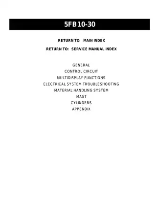 Toyota Forklift Service Manual 5FB10-30 Series (1994 Update)