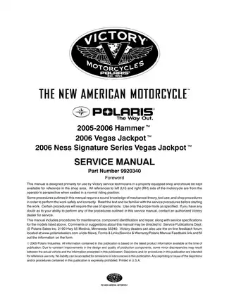 2005-2006 Victory Hammer, Vegas, Jackpot service manual Preview image 2