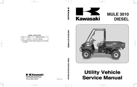 Kawasaki Mule 3010 Diesel Utility Vehicle Service Manual
