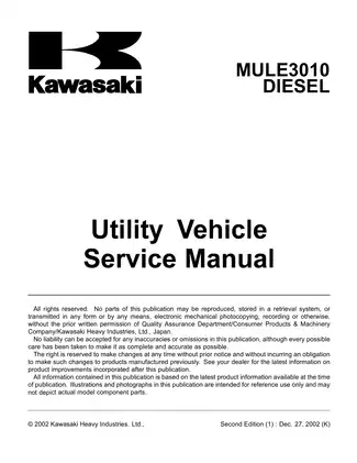 Kawasaki Mule 3010 Diesel Utility Vehicle Service Manual Preview image 5