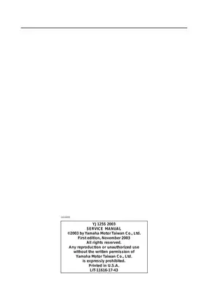 Yamaha YJ125S Service Manual (2003) - Comprehensive Repair Guide Preview image 2