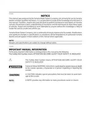 2004-2009 Yamaha Vino 125, YJ125S scooter service manual Preview image 3