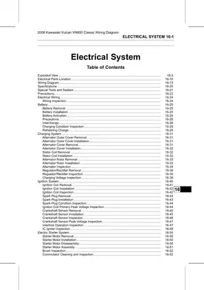 2006 Kawasaki Vulcan VN 900 Classic Wiring Diagram manual Preview image 1