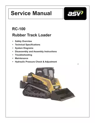 ASV RC-100 Rubber Track Loader service manual Preview image 1