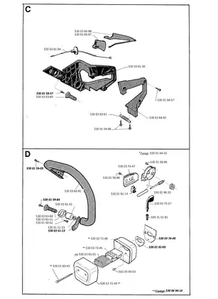 Jonsered 625, 630, 670, 2036, 2040, 2041, 2045, 2050, 2054, 2055, 2077, 2083, 2095 chainsaw spare parts list Preview image 3