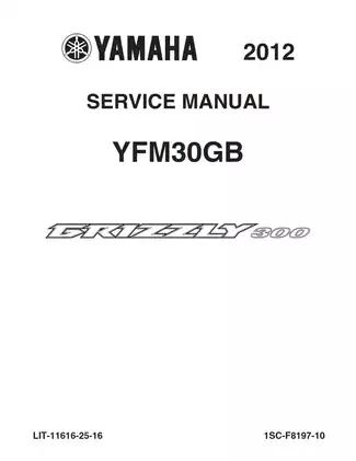 2012-2013 Yamaha Grizzly 300 servcie manual Preview image 1