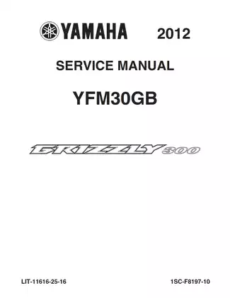 2012 Yamaha YFM30GB Service Manual - Complete Guide for Maintenance and Repairs Preview image 1