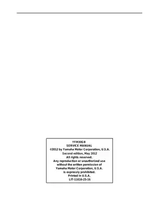 2012 Yamaha YFM30GB Service Manual - Complete Guide for Maintenance and Repairs Preview image 2