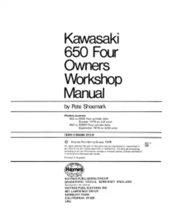 1976-1980 Kawasaki Z650 / KZ650 Four service manual Preview image 2