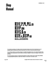 Komatsu D31E-20, D31P-20, D31PL-20, D31PLL-20, D31P-20A, D31S-20, D31Q-20, D37E-5, D37P-5A Shop Manual (P/N SEBM001007) – preview page 1