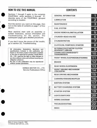 Honda TRX300 & FOURTRAX Service Manual (1988-1994) Preview image 3