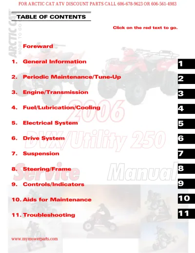 Preview: 2006 Arctic Cat ATV 250 DVX & Utility Model Service Manual